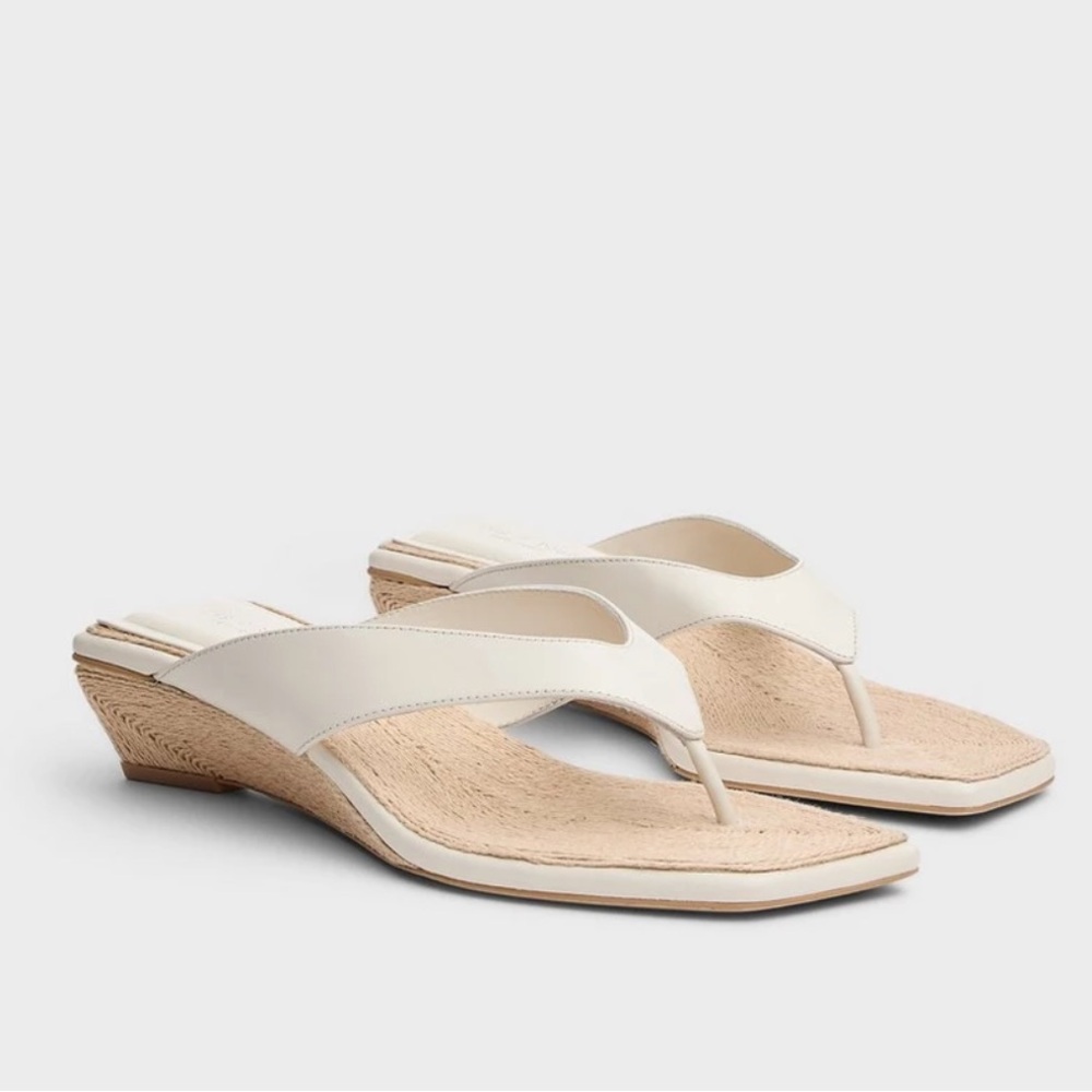 Rag & Bone Off-White Leather Thong Wedge Sandal NIB - Picture 2 of 5